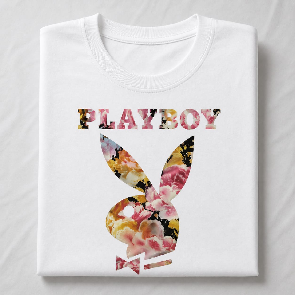 koszulka damska biała - pleyboy kwiaty nowe